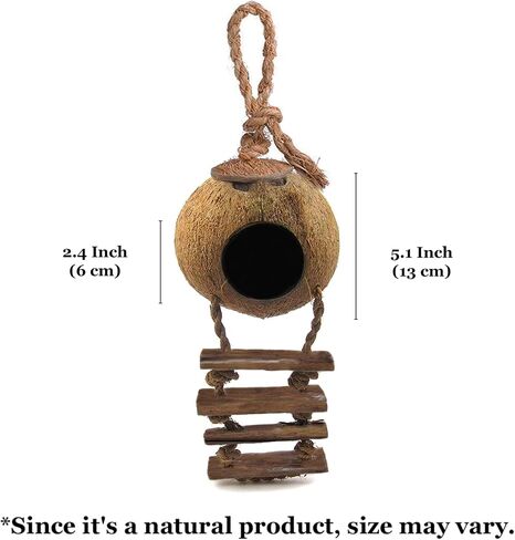 SunGrow Leopard Gecko Coconut Husk Hut with Ladder, with Shell Opening, Cave Habitat with Hanging Loop, 1 Pc per Pack in Saudi Arabia
