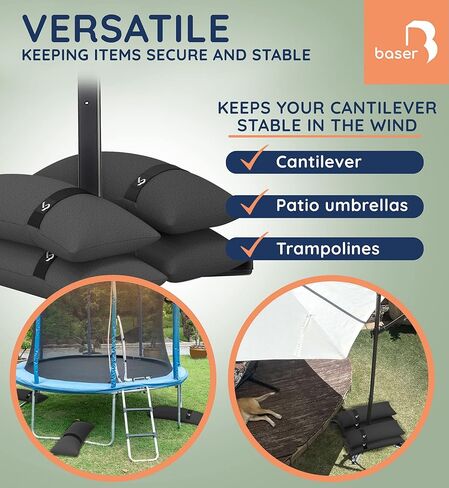 Baser Fillable Straight Sandbags, 2 x 55 LBS fillable Weight Bags for Patio Umbrellas, Cantilevers and Garden Accessories in Kuwait