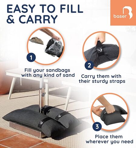 Baser Fillable Straight Sandbags, 2 x 55 LBS fillable Weight Bags for Patio Umbrellas, Cantilevers and Garden Accessories in Kuwait