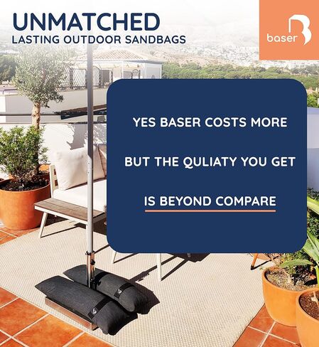 Baser Fillable Straight Sandbags, 2 x 55 LBS fillable Weight Bags for Patio Umbrellas, Cantilevers and Garden Accessories in Kuwait