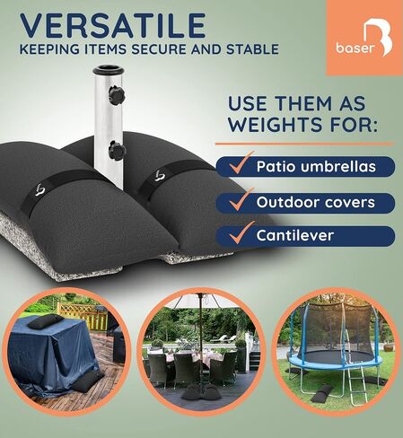 Baser Fillable Straight Sandbags, 2 x 55 LBS fillable Weight Bags for Patio Umbrellas, Cantilevers and Garden Accessories in Kuwait