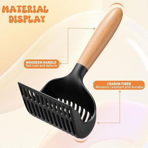 مغرفة فضلات القطط من بيفيف، مجرفة عميقة، مغرفة كبيرة غير قابلة للالتصاق بمقبض خشبي، سهلة الوضع (أصفر، عبوة واحدة) in Kuwait