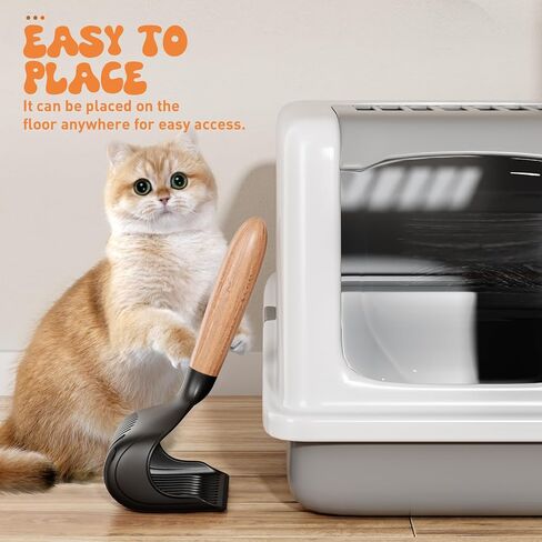 مغرفة فضلات القطط من بيفيف، مجرفة عميقة، مغرفة كبيرة غير قابلة للالتصاق بمقبض خشبي، سهلة الوضع (أصفر، عبوة واحدة) in Kuwait