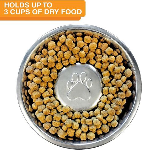 Neater Pet Brands Stainless Steel Slow Feed Dog Bowl for Fast Eating Large Breed, Metal Slow Feeder Dog Bowl Fits in Large Neater Feeders, for Puppy or Dogs (>40 lbs), 3 Cup Food Capacity in Kuwait