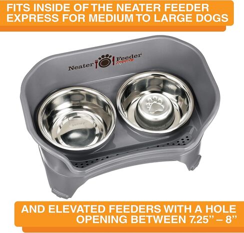 Neater Pet Brands Stainless Steel Slow Feed Dog Bowl for Fast Eating Large Breed, Metal Slow Feeder Dog Bowl Fits in Large Neater Feeders, for Puppy or Dogs (>40 lbs), 3 Cup Food Capacity in Kuwait