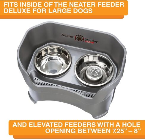 Neater Pet Brands Stainless Steel Slow Feed Dog Bowl for Fast Eating Large Breed, Metal Slow Feeder Dog Bowl Fits in Large Neater Feeders, for Puppy or Dogs (>40 lbs), 3 Cup Food Capacity in Kuwait
