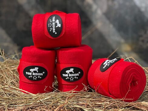 TGW RIDING أغطية أرجل بولو الحصان، أغطية ساق الحصان، ضمادات صوف الحصان، 4 عبوات in Kuwait