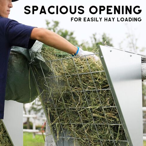 وحدة تغذية القش المعلقة من الفولاذ المجلفن من Solution4Patio، وحدة تغذية ذات سعة كبيرة للخدمة الشاقة مع خطافات قابلة للتعديل تناسب مختلف الأكشاك والحظائر، وحدة تغذية القش للماعز والأغنام والحصان #B806A01-US2 in Kuwait