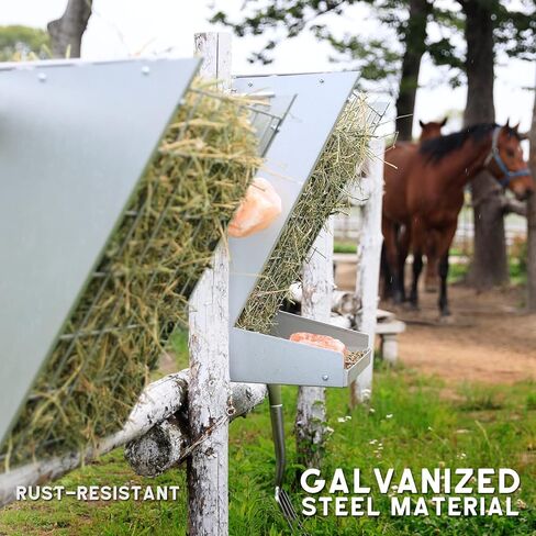 وحدة تغذية القش المعلقة من الفولاذ المجلفن من Solution4Patio، وحدة تغذية ذات سعة كبيرة للخدمة الشاقة مع خطافات قابلة للتعديل تناسب مختلف الأكشاك والحظائر، وحدة تغذية القش للماعز والأغنام والحصان #B806A01-US2 in Kuwait