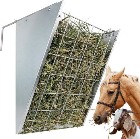 وحدة تغذية القش المعلقة من الفولاذ المجلفن من Solution4Patio، وحدة تغذية ذات سعة كبيرة للخدمة الشاقة مع خطافات قابلة للتعديل تناسب مختلف الأكشاك والحظائر، وحدة تغذية القش للماعز والأغنام والحصان #B806A01-US2 in Kuwait