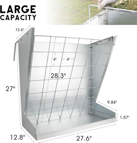 Solution4Patio الماشية الفولاذ المجلفن المعلقة 2 في 1 وحدة تغذية القش والحبوب، وحدة تغذية كبيرة السعة للخدمة الشاقة مع خطافات قابلة للتعديل لأكشاك مختلفة، زريبة، وحدة تغذية القش للماعز والأغنام والحصان in Kuwait