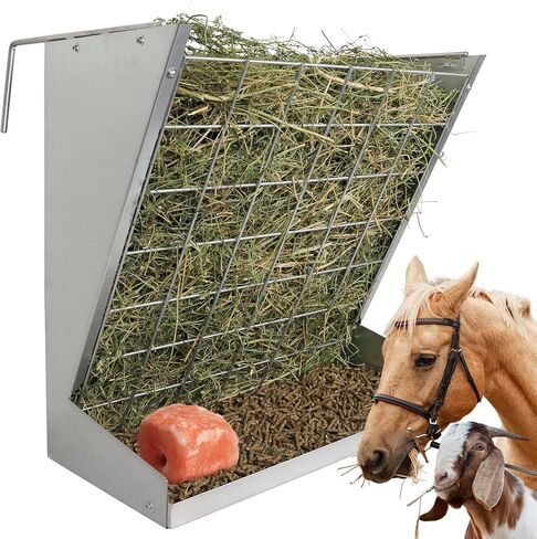 Solution4Patio الماشية الفولاذ المجلفن المعلقة 2 في 1 وحدة تغذية القش والحبوب، وحدة تغذية كبيرة السعة للخدمة الشاقة مع خطافات قابلة للتعديل لأكشاك مختلفة، زريبة، وحدة تغذية القش للماعز والأغنام والحصان in Kuwait