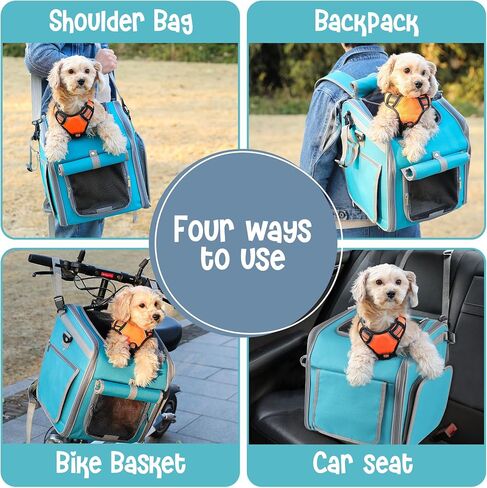Dog Bike Basket, Mesh Windows, 2 Safety Leashes, Soft Sided, Safe Comfortable Pet Carrier for Small Dogs, Cats (Grey) in Saudi Arabia
