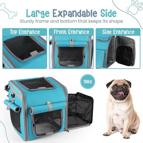 Dog Bike Basket, Mesh Windows, 2 Safety Leashes, Soft Sided, Safe Comfortable Pet Carrier for Small Dogs, Cats (Grey) in Saudi Arabia