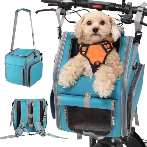 Dog Bike Basket, Mesh Windows, 2 Safety Leashes, Soft Sided, Safe Comfortable Pet Carrier for Small Dogs, Cats (Grey) in Saudi Arabia