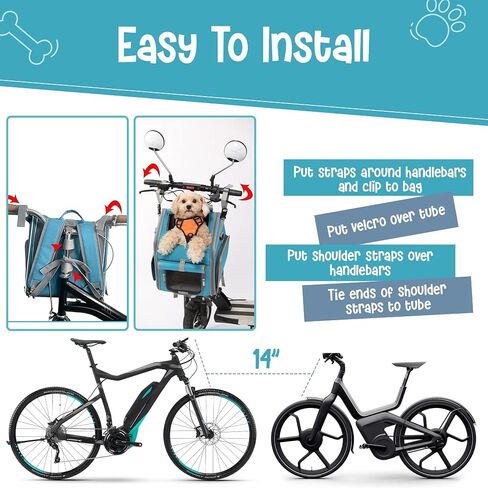 Dog Bike Basket, Mesh Windows, 2 Safety Leashes, Soft Sided, Safe Comfortable Pet Carrier for Small Dogs, Cats (Grey) in Saudi Arabia