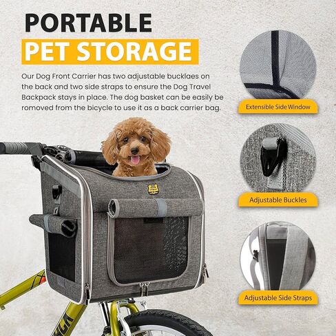 سلة دراجة للكلاب - حامل حقيبة ظهر للحيوانات الأليفة للكلاب الكبيرة والصغيرة - حقيبة سفر للحيوانات الأليفة مع جدران شبكية - أشرطة كتف لحمل الكلب في الخارج - حامل دراجة للكلاب المتوسطة الحجم in Kuwait