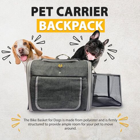 سلة دراجة للكلاب - حامل حقيبة ظهر للحيوانات الأليفة للكلاب الكبيرة والصغيرة - حقيبة سفر للحيوانات الأليفة مع جدران شبكية - أشرطة كتف لحمل الكلب في الخارج - حامل دراجة للكلاب المتوسطة الحجم in Kuwait
