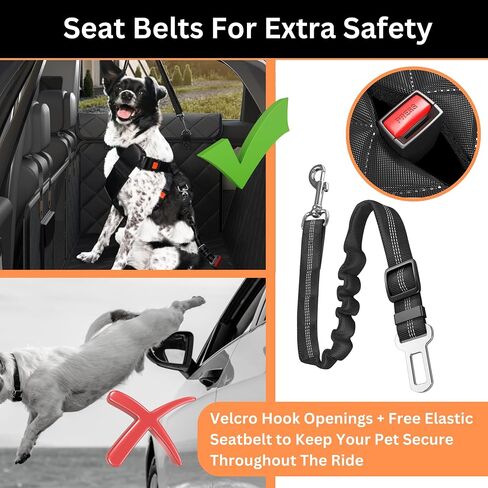 Dog Car Seat Cover for Back Seat - Extra Extension for Open Car Window + Hair Remover, 100% Waterproof, Scratchproof, Anti-Slip Dog Hammock with Mesh Window, Backseat Protector for Dog in Saudi Arabia