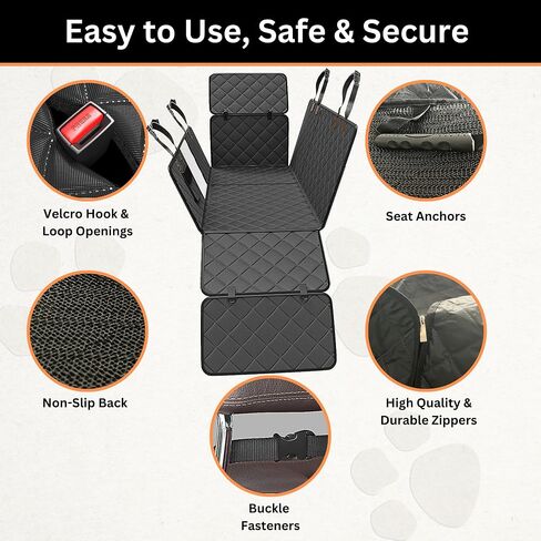 Dog Car Seat Cover for Back Seat - Extra Extension for Open Car Window + Hair Remover, 100% Waterproof, Scratchproof, Anti-Slip Dog Hammock with Mesh Window, Backseat Protector for Dog in Saudi Arabia