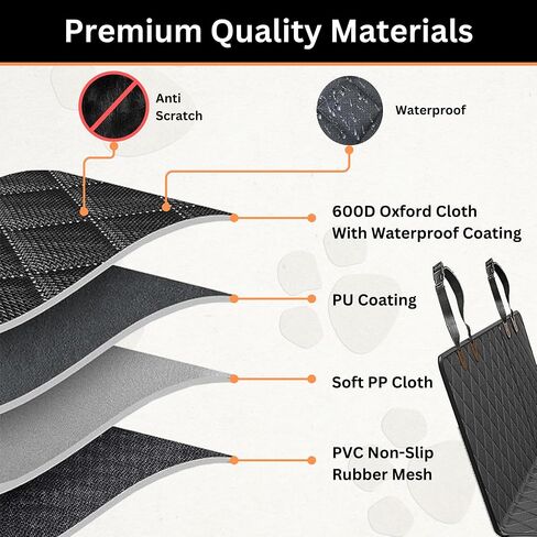 Dog Car Seat Cover for Back Seat - Extra Extension for Open Car Window + Hair Remover, 100% Waterproof, Scratchproof, Anti-Slip Dog Hammock with Mesh Window, Backseat Protector for Dog in Saudi Arabia
