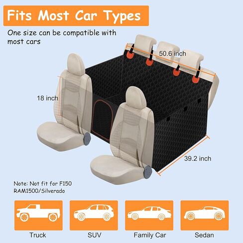 غطاء المقعد الخلفي للكلاب في السيارة، موسع المقعد الخلفي للكلاب، سيارات الدفع الرباعي والشاحنات، أرجوحة مقاومة للماء لحماية كاملة للكلاب، غطاء مقعد السيارة السفلي الصلب للكلاب مع واقي الباب in Kuwait