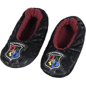 Harry Potter Slippers Hogwarts Crest Embroidered Slipper Socks With No-Slip Sole For Women Men (Medium)