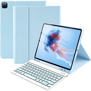 حافظة iPad Air 13 بوصة ولوحة مفاتيح iPad Pro 12.9 بوصة مع لوحة مفاتيح iPad Pro الجيل السادس/الخامس/الرابع/الجيل الثالث 2022-2018 لوحة مفاتيح لاسلكية قابلة للفصل مع حامل أقلام - أسود in Kuwait