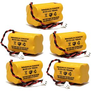 4.8v 700MAH Battery for Exit Sign Emergency Light BL93NC487 BL93NC484 BL93NC485 4.8v 500mah 4.8v 800mah NiCd NiCad Battery Ni Cd White Connector (5 Pack)