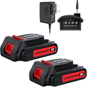 3.8Ah Replacement for Black and Decker 20V Lithium Battery, Compatible for Black Decker 20V Battery LBXR20 LBX20 LB20 LBX4020 LBXR20B-2 LST300 LST220 2Packs with Battery Charger