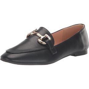 YOKI EDLINE-22 Women's Ballet Flat Loafer with Large Buckle, Black, 8 M US