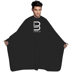 Level 3 Black Cape - Universal Size - Comfortable with Adjustable Neck Closure - for Barbers and Hair Stylist - Level Three Cape