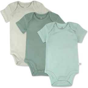 HonestBaby Multipack Short Sleeve Bodysuits One-piece 100% Organic Cotton for Infant Baby Boys, Girls, Unisex, 3-Pack Sage Ombre, 12 Months