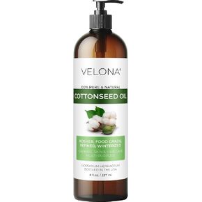 velona Cotton Seed Oil 8 oz | 100% Pure and Natural Carrier Oil | Refined, Cold pressed | Cooking, Skin, Face, Body, Hair Care | Use Today - Enjoy Results