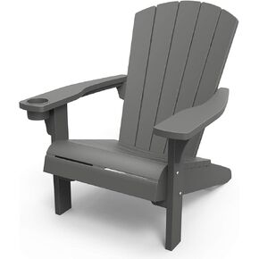Keter Alpine Adirondack Resin Outdoor Furniture Patio Chairs with Cup Holder-Perfect for Beach, Pool, and Fire Pit Seating, Teal