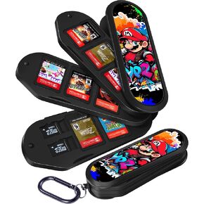 حافظة ألعاب GKV لجهاز Nintendo Switch/OLED/Lite - تصميم كرتوني لطيف مع 8 فتحات لبطاقات الألعاب وفتحتين لبطاقات SD الصغيرة للمراهقين والبنات وحقائب تخزين محمولة 3 طبقات دوارة قابلة للطي، أصفر بيكا