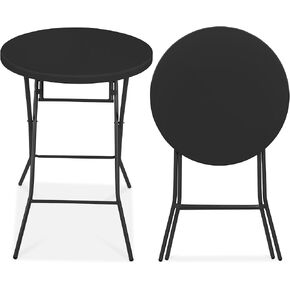 Best Choice Products 32in Bar Height Folding Table, Round Indoor Outdoor Accessory for Patio, Backyard, Dining Room, Events w/Thick Table Top, Metal Frame, Locking Legs, 330lb Weight Capacity - White