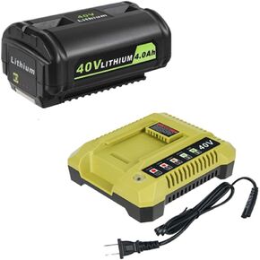 40Volt 4Ah Replacement Ryobi 40V Battery + Charger Kit for Ryobi 40V Lithium Battery OP4026 OP40601 OP4050A OP4040 OP4030 OP4050 with OP401 40V Charger