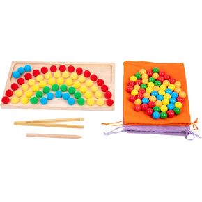 Adena Montessori Wooden Peg Balls Double-Sided Rainbow Beads Game Counting Matching Game Bead Counting Fine Motor Skill Montessori Toys Early Montessori Sorting Toys