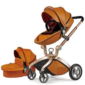 Hot Mom Baby Stroller: Baby Carriage with Adjustable Seat Height Angle and Four-Wheel Shock Absorption,Reversible，High Landscape and Fashional Pram Grid