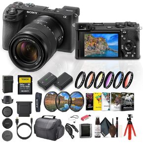 كاميرا Sony Alpha a6700 بدون مرآة، ومستشعر 26 ميجابكسل، وفيديو 4K، ووظائف صديقة لمدونة الفيديو مع عدسة 18-135 مم (ILCE-6700M/B) + بطاقة ذاكرة 64 جيجابايت + طقم فلتر + بطارية متوافقة مع NP-FZ100 + المزيد in Kuwait