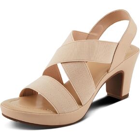 PATRIZIA Women's DIYA-STRETCH Slingback Cross-Over Heeled Sandal