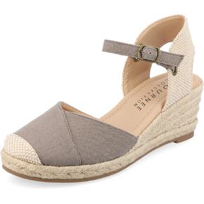 Journee Collection Womens Ashlyn Wedge Sandal with Crossover Toe Design and Espadrille Wedge, Grey, 9