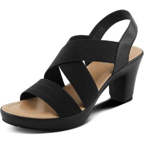 PATRIZIA Women's DIYA-STRETCH Slingback Cross-Over Heeled Sandal