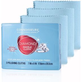 CONNOISSEURS Diamond Dazzle Cloth, Ultrasoft Microsuede Jewelry Cleaner Cloth for Polishing Diamonds, Precious Stones and Settings for Quick Touchups and a Flawless Finish