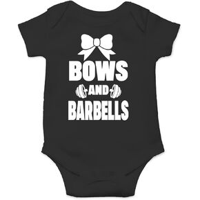 AW Fashions Bows and Barbells Baby Bodysuit Funny Adorable Infant Romper Clothing Outfit Unisex Girls Boys