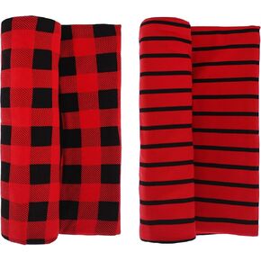 2-Pack Baby Red & Black Buffalo Plaid Swaddle Blanket