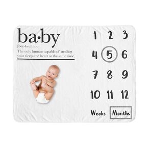 Sweet Jojo Designs Black and White Boy Girl Gender Neutral Baby Milestone Blanket Newborn Monthly First Year Photo Growth Chart Infant Memory Gift Set Dictionary Definition Modern Steal Sleep Heart