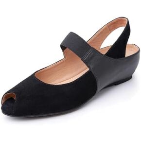 Women's Paula Peep Toe Slingback Platform Wedge Heeled Shoe, Black Nubuck/Plonge Leather, EU 41 (US 10-10.5)