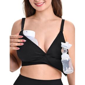 4-in-1 Hands Free Pumping Bra & Nursing Bra，Comfortable Maternity Bra for Pregnancy and Breastfeeding